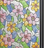 Qualsen Vinilos para Ventanas Vinilo Ventana Vinilos Decorativos para Puertas de Cristal Vvinilos para Puertas Vinilos para Baños Laminas para Ventanas Aislantes Anti-UV, Flores, 90cm x 200cm