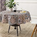 DALINA TEXTIL Mantel de Mesa Antimanchas Redonda de EstampadoVintage Contemporáneo Tejido Impermeable (180CM Ø )