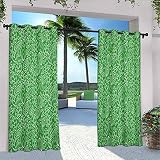 Cortinas verdes, impermeables, estilo Doodle, hojas en diferentes formas, follaje botánico de jardín fresco, aislamiento térmico, sombreado e impermeable, 108 x 72 pulgadas, color verde lima y blanco