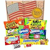 Heavenly Sweets Caja de regalo de caramelos y chocolates americanos - Clásico Retro USA Treats - Cesta de regalo perfecta para niños, adultos, cumpleaños, Navidad, Pascua - 10 Dulces
