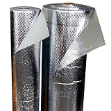Aislante térmico reflexivo 100% aluminio y burbujas. Para frío y calor: Viviendas, Caravanas y furgonetas, buhardillas, fachadas, puertas de garaje y usos industriales. Rollo 6m2 (5 x 1,20)