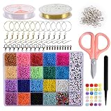 Ulikey Cuentas de Colores, 24 Rejillas 11000 piezas Mini Cuentas Abalorios Kit, Cuentas para Collares de Colores, Cuentas Coloridas para DIY Bracelet Arte Y Joyería-Making (3mm)