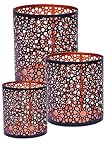 Farol portavelas Oriental de Metal - Candelabro para el jardín - Decorativo para la Mesa - Adiba 3 Piezas - transmite Buen Ambiente - Pasa un Buen rato en el jardín