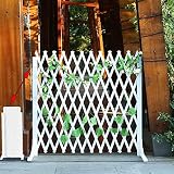 KEPMOGOH Vallas Piscina Vallas De Obra - Valla de jardín Blanca/Soporte de Flores, Estante de bastón trepador de Plantas, Pantalla de privacidad retráctil de Madera para Exteriores, fácil de Montar