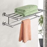 AlfaView Estante De Toallas, Estante De Toallas De Acero Inoxidable, Toallero Doble Plegable De Pared