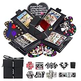 AIOR Explosion Box Surprise Box Negro Creativo DIY Regalo hecho a mano Álbum de recortes y álbum de fotos Día de San Valentín Matrimonio Navidad Cumpleaños Regalo de graduación (4 lados)
