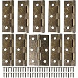 10 bisagras de puerta retro de 75 mm de bronce con 60 tornillos de bisagra antiguos, bisagras engrosadas plegables para muebles del hogar, bisagras de madera para puertas al aire libre e interiores