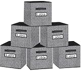 Caja de almacenamiento Kallax de tela, cajas de almacenamiento, cajas plegables con etiquetas para estantes, juguetes, ropa, color negro, 30 x 30 x 30 cm (juego de 6)