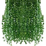 Homvik Plantas Hiedras Enredaderas Artificiales 24Pcsx2.4m Plantas Colgantes Artificiales Guirnalda para Decoración Exterior Boda Hogar Seto Jardín Escalera Ventana Balcón Valla Mesa Fiesta Interior
