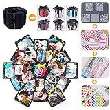 SHUIBIAN Caja de Regalo Creative Explosion Box 6 Caras, DIY Álbum de Fotos Scrapbook Caja, San Valentin Navidad Regalos Originals Artesanales Mujer Hombre Novio Niña Niños, Negro