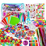 Yojoloin Manualidades Niños 5 6 7 8 Años,1800+pcs Creativo Kit Manualidades DIY Arts Crafts Materiales,Juegos de Manualidades con Pompoms,Limpiadores de Pipa,Papel de Colores,Pegatinas