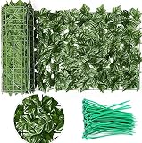 Hojas de hiedra artificial para jardín, balcón, vallas, vallas, setos y hojas de hiedra artificial, decoración para exteriores, 0,5 x 3 m