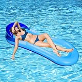 GUBOOM Tumbona Hinchable, hinchables para Piscina Adultos Hamaca Flotante Piscina Tumbona Hamaca Inflable de Agua Tumbona Hinchable Piscina Playa o Piscina Juguete para Adulto y Niño (Azul)