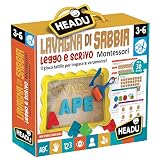 Headu- Leggo e Scrivo Montessori Juego Educativo de Pizarra de Arena, Multicolor (IT22403)