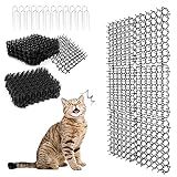 Tapete para gatos con pinchos, repelente de gatos, tira plana, tapón de excavación, alfombrillas disuasorias para mascotas, para jardín, valla, 7.9 x 6.1 pulgadas (24 unidades)