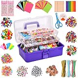 Queta Arts Crafts Supplies for Kids, 1500 Piezas de limpiapipas para Manualidades, pasatiempo Creativo con limpiapipas, Pompones, Varillas, Cuentas de Letras