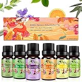 Aceites Esenciales para Humidificador,6 x 10 ml Aceites Esenciales Naturales y Puro,Set de Aromaterapia para Diffusor- Lavanda, Eucalipto, Limoncillo, Árbol de Té, Menta, Naranja Dulce| Set de Regalo