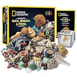 NATIONAL GEOGRAPHIC Kit Rocas y Fósiles: Este Kit de más de 200 Piezas Incluye Geodas, Fósiles Genuinos, Cuarzo Rosa, Jaspe, Aventurina y Muchas Más Rocas, Cristales y Piedras Preciosas