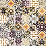 Cerames, baldosas de cerámica marroquí Maraj - 50 baldosas decorativas tunecinas orientales de 10 x 10 cm para el baño, la cocina, debajo de las escaleras. Azulejos decorativos de colores.