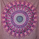 MOMOMUS Tapiz Mandala Indio - 100% Algodón, Grande, Multiuso -Tapices de Pared Decorativos -Ideales para la Decoración del Hogar, Habitación o Salón - Lila B, 210x230 cm