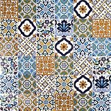 Cerames, baldosas de cerámica marroquí Wati - 50 baldosas decorativas tunecinas orientales de 10 x 10 cm para el baño, la cocina, debajo de las escaleras. Azulejos decorativos de colores.
