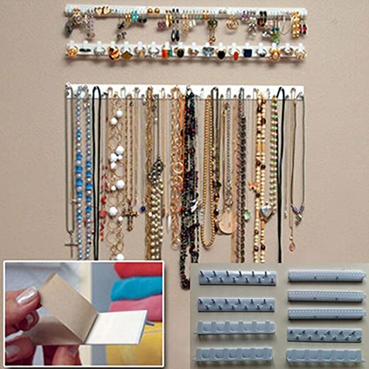 NBEADS 3 ganchos de exhibición de joyería de acrílico 3.5x34x1.7cm pulsera collar marco de medallas para colgar para pendientes soporte de collar de transparente montado en la pared 