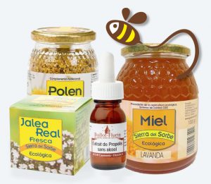 Miel, jalea, propóleos, productos de la colmena
