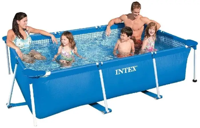 Olcsó téglalap alakú cső medence családoknak és gyerekeknek, három vastagságú bélés és víztisztító INTEX Metal Frame Junior top6